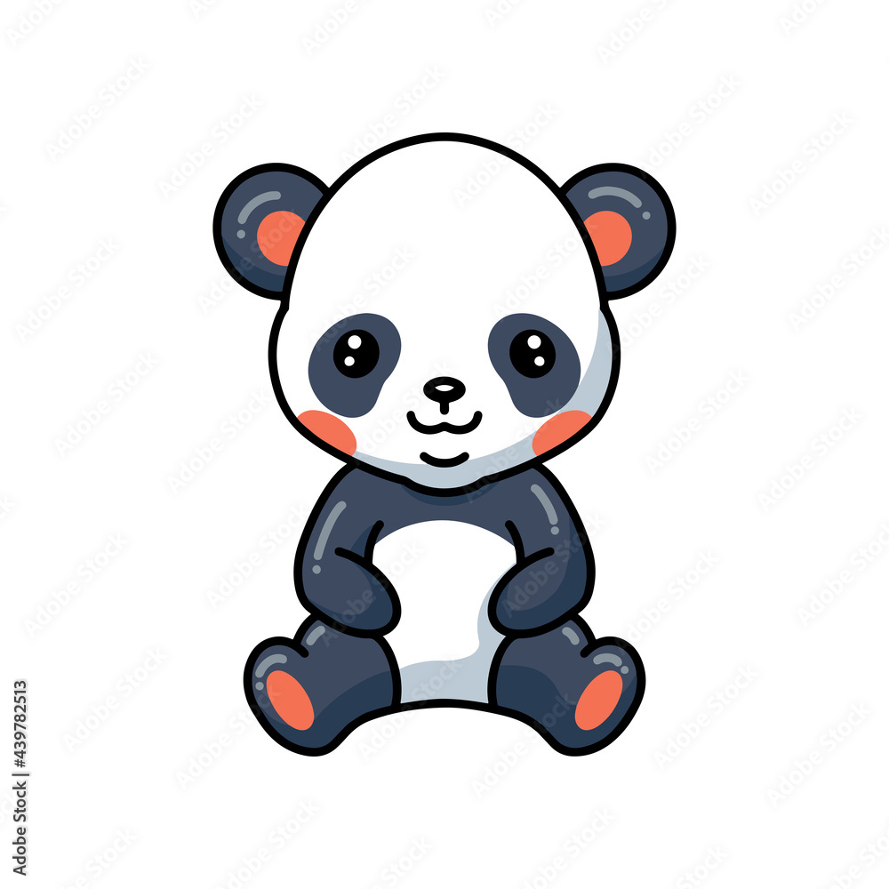 Fototapeta premium Cute little panda cartoon sitting