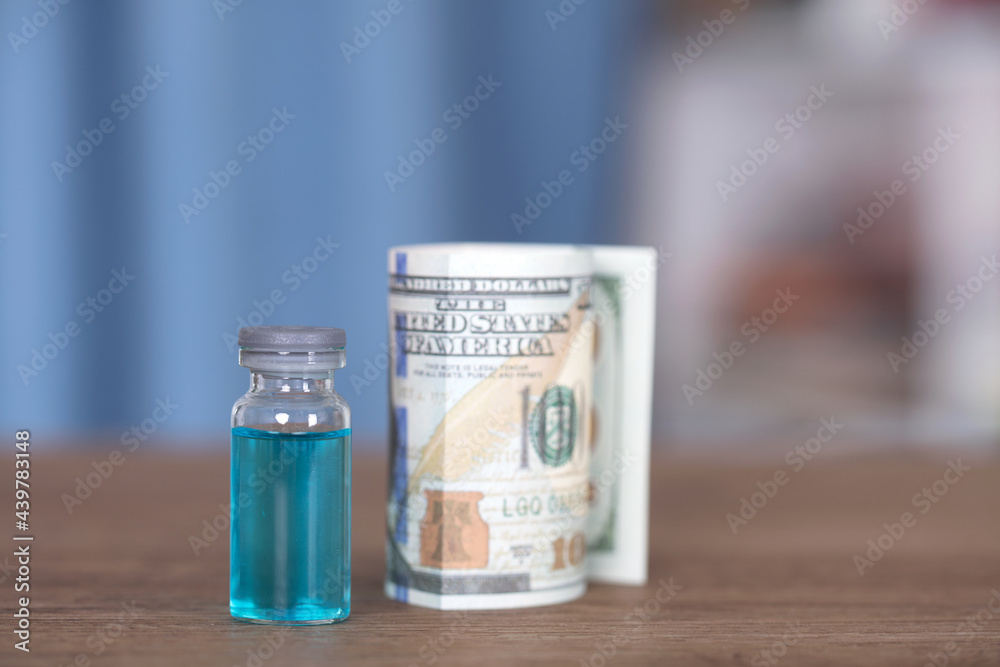 Vaccine medicines and Japanese yen banknotes Vaccine medicines and Japanese yen banknotes