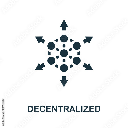 Decentralized icon. Simple creative element. Filled monochrome Decentralized icon for templates, infographics and banners photo
