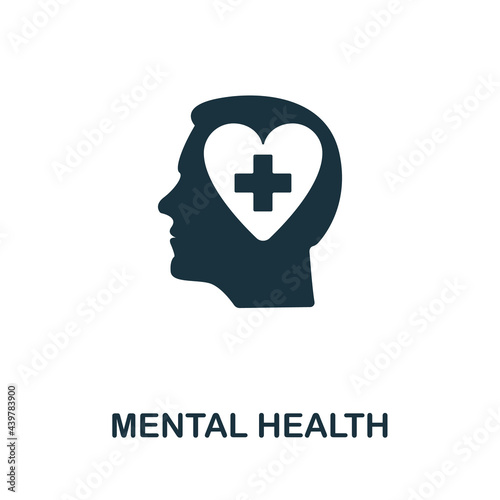 Mental Health icon. Simple creative element. Filled monochrome Mental Health icon for templates, infographics and banners