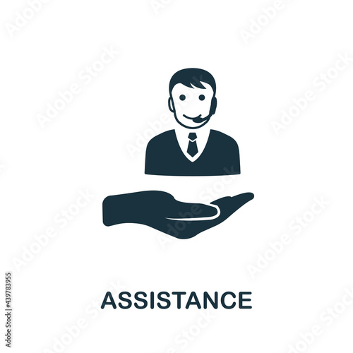 Assistance icon. Simple creative element. Filled monochrome Assistance icon for templates, infographics and banners