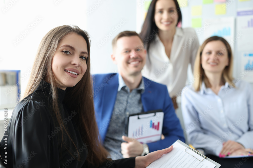 Team of happy business people in workplace Team of happy business people in workplace