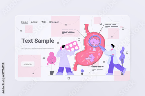 doctors team examining digestive tract system medical consultation human internal organ inspection