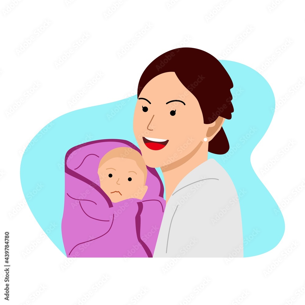 Mother hug child. Flat design vector illustration Mother hug child. Flat design vector illustration