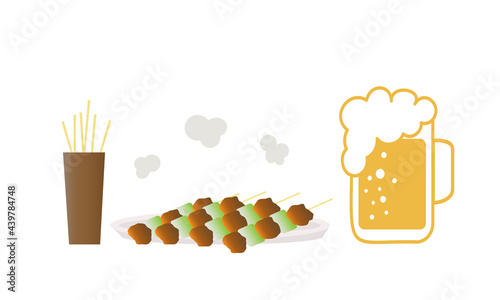 生ビールと焼き鳥