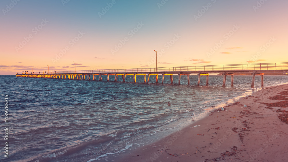 Marion Bay beach with jetty at sunset, Yorke Peninsula, South Australia