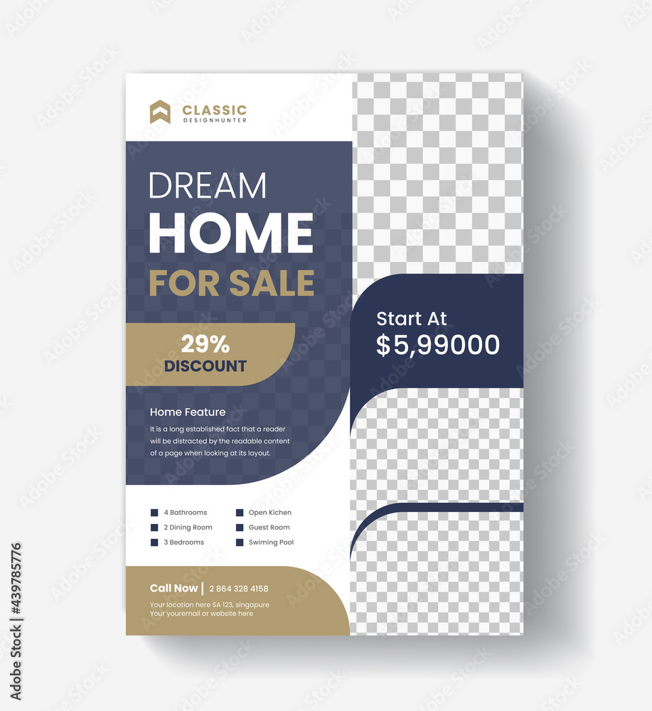 Real estate business advertainment 
 flyer for Dream home sale  and marketing