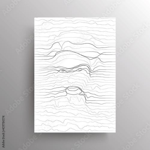 Female face in wavy horizontal lines style. Portrait of an abstract woman in linear distortion style isolated on white background. Design for wall decoration, poster. Vector