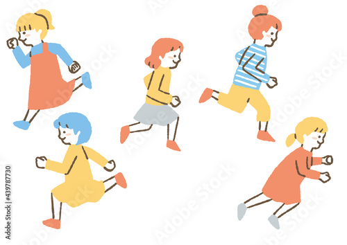 かけっこする子どもたち_セット01