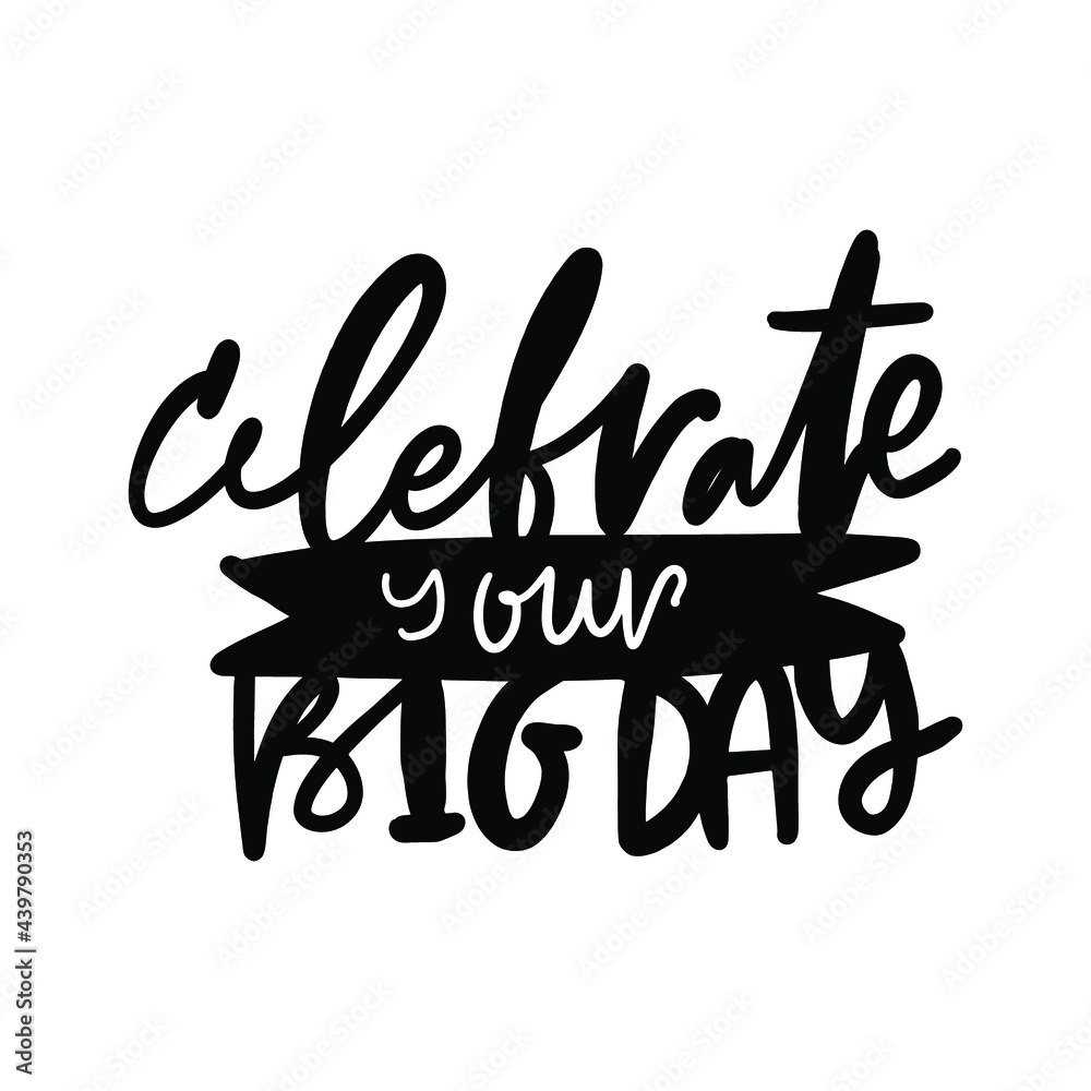 Naklejka premium Happy Birthday. Hand lettering illustration