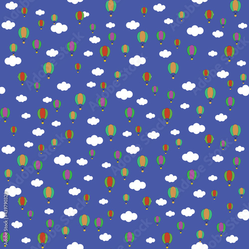 Pattern balloons in the sky on blue background