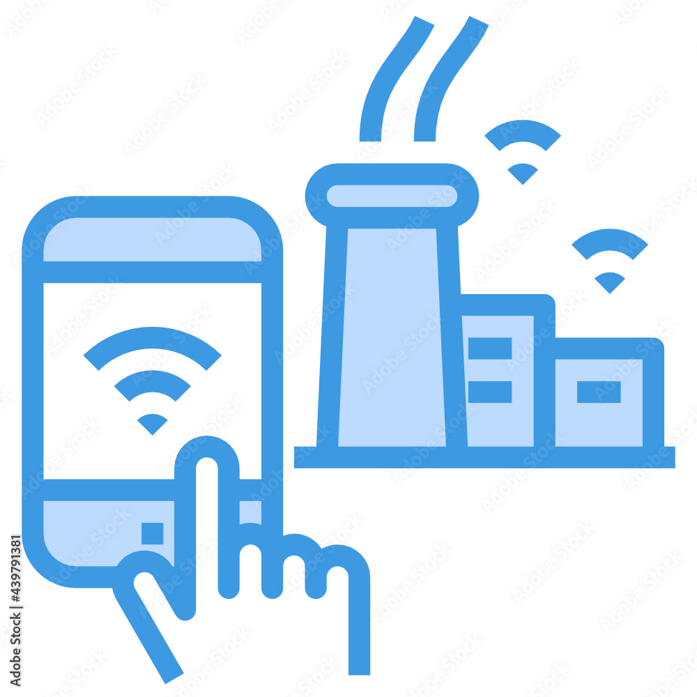 Manufacturing blue outline icon Manufacturing blue outline icon
