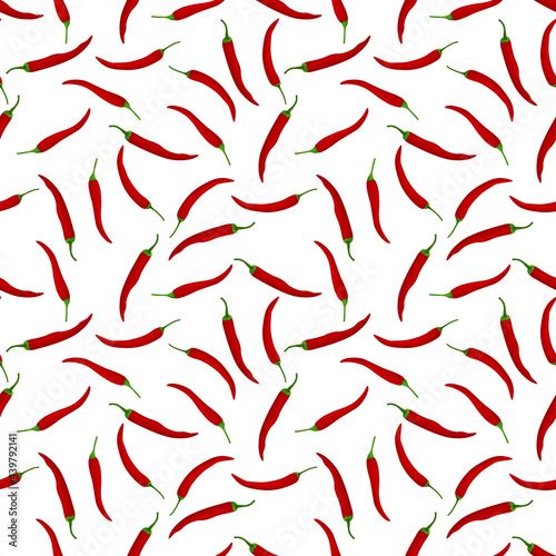 Vector seamless chili pepper pattern. An idea for decors, decorations, wallpapers, gifts, food themes.