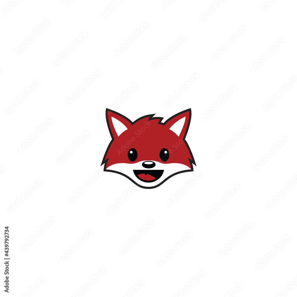 Obraz premium Cute Fox head inside a circle logo vector icon illustration, Geek Fox Logo Template, Funny fox design, Vector simple flat kid logo. Baby, child company goods, toys shop, store.