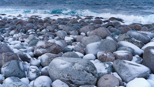 On the shores of the Barents Sea. Vicinity of Teriberka, Murmansk region. Russia photo