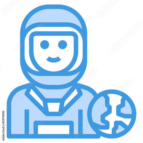 Astronaut blue outline icon