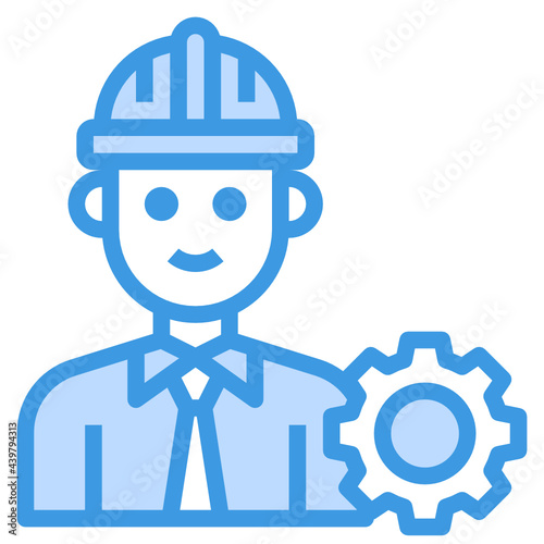 Engineer blue outline icon