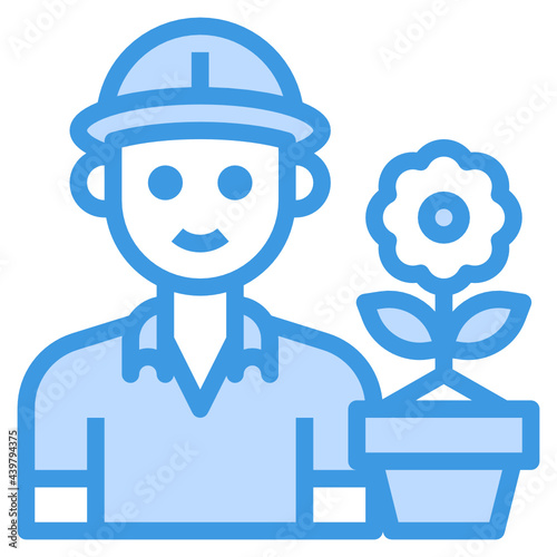Gardener blue outline icon