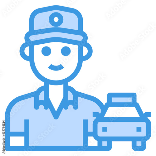 Taxi Driver blue outline icon