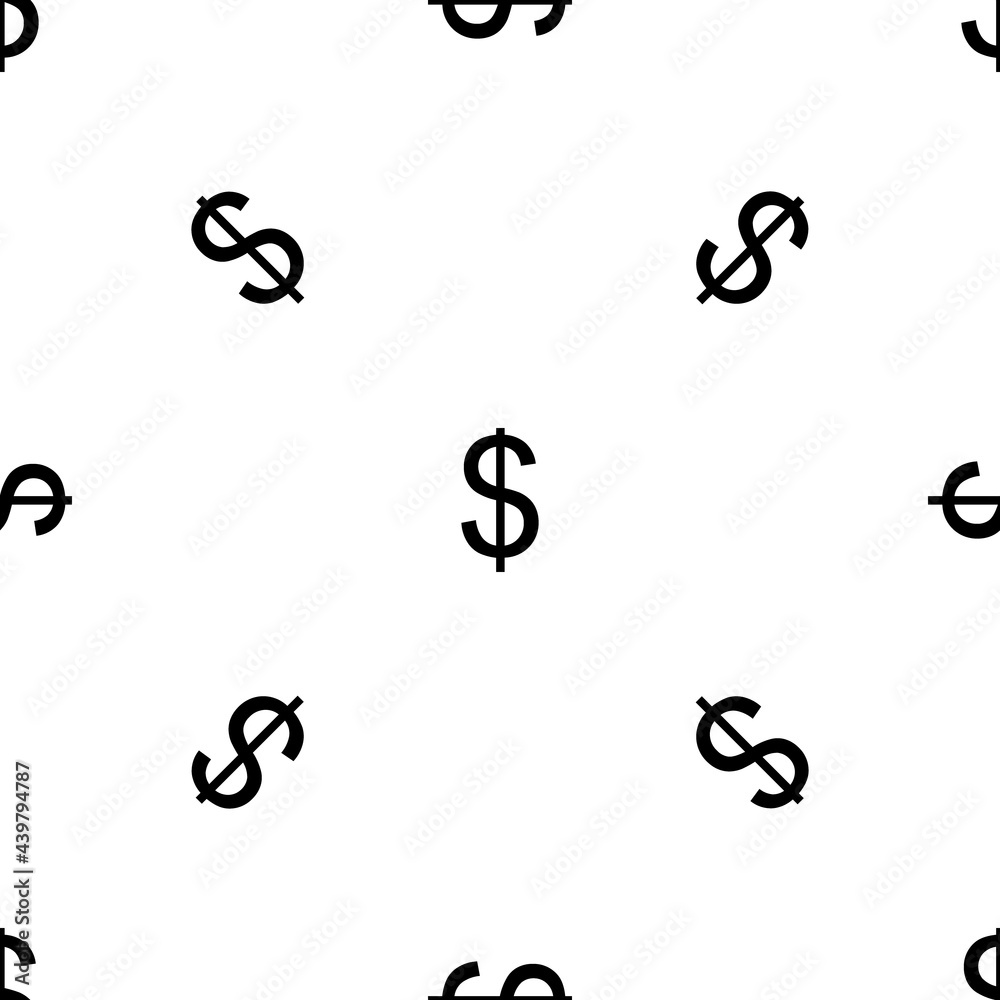 Seamless pattern of repeated black dollar symbols. Elements are evenly spaced and some are rotated. Vector illustration on white background Seamless pattern of repeated black dollar symbols. Elements are evenly spaced and some are rotated. Vector illustration on white background