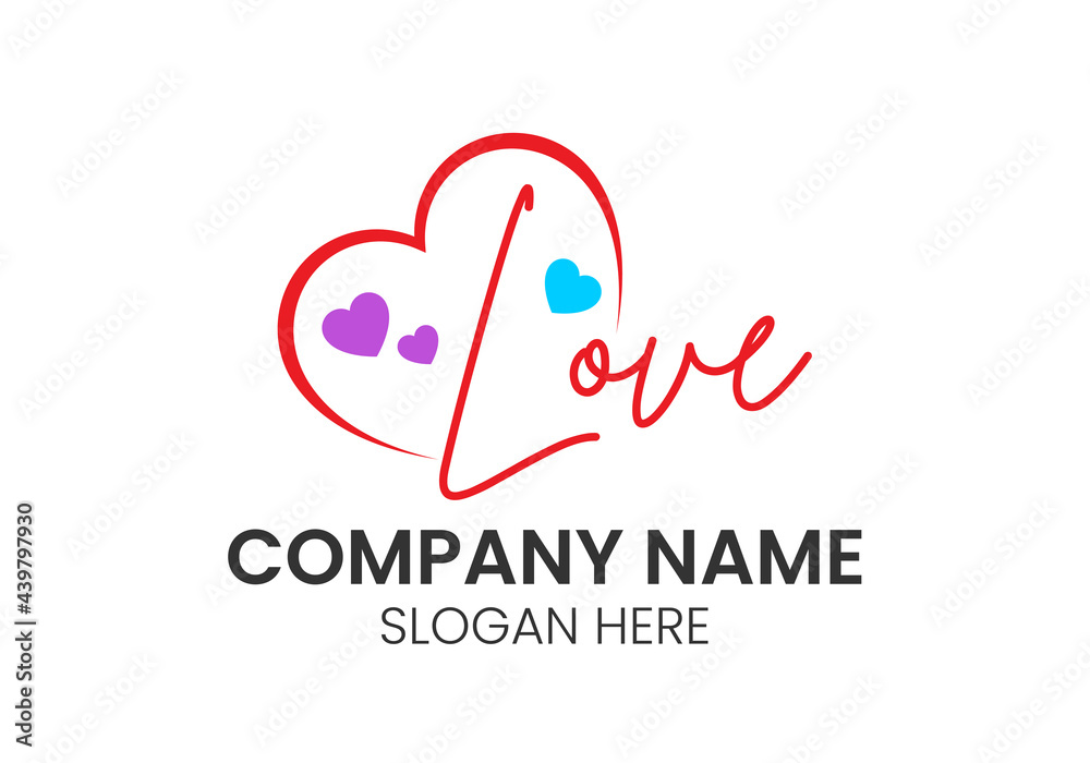 Abstract heart logo combination. Premium love logotype design template.