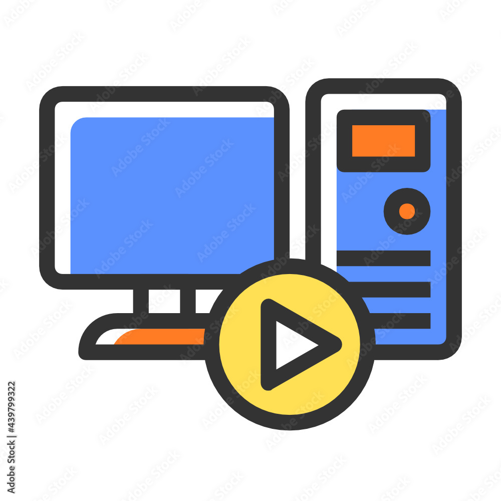 Computer filled outline icon. Computer filled outline icon.