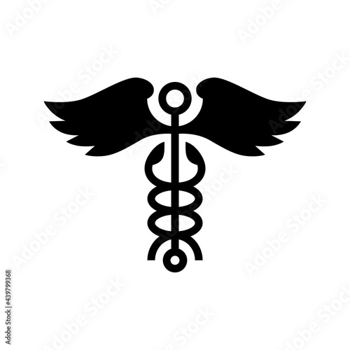 caduceus wing snake medical logo vector icon illustration