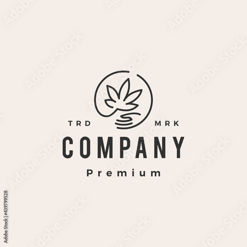 hemp cannabis care hipster vintage logo vector icon illustration