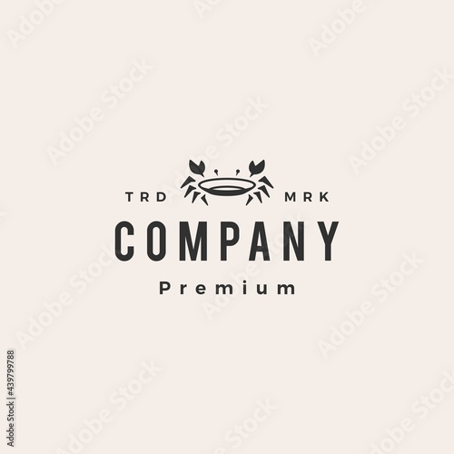 crab plate restaurant sea food hipster vintage logo vector icon illustration