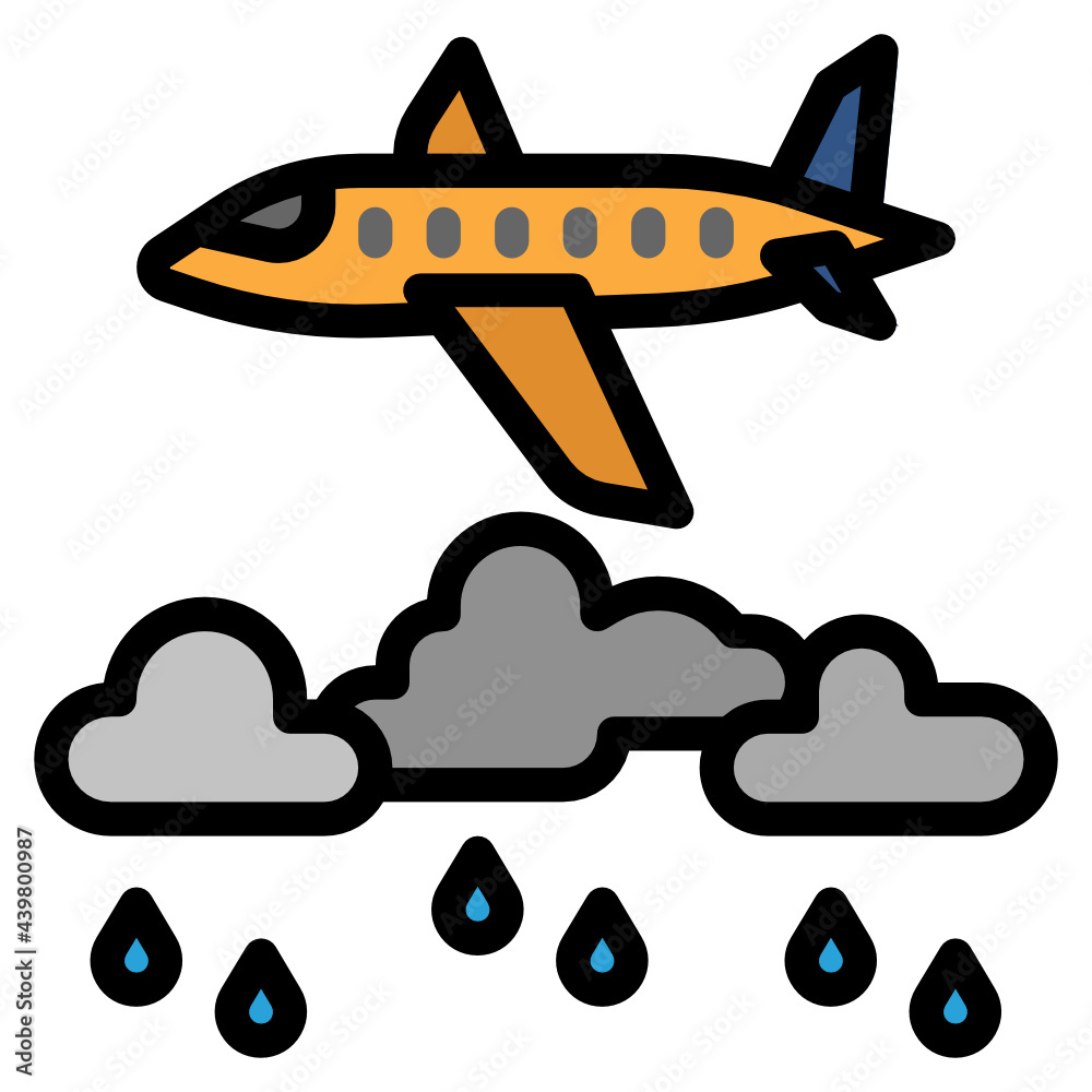 Plane Flys above Rain