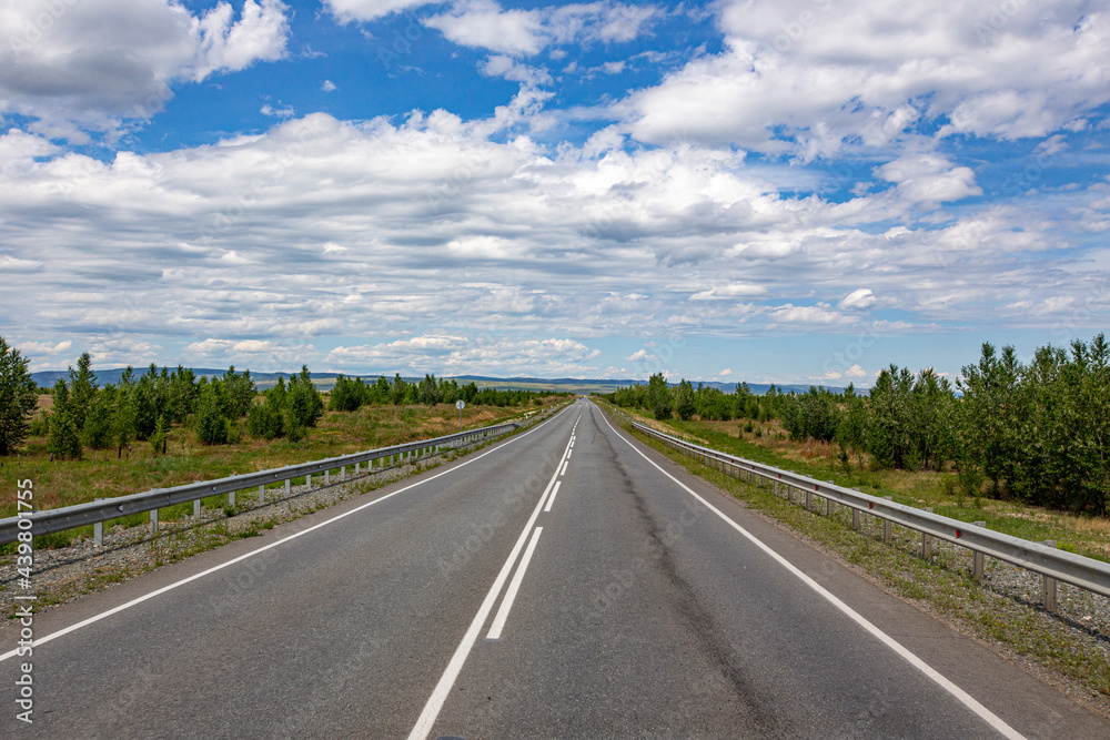 road to the clouds while traveling by car in the mountains