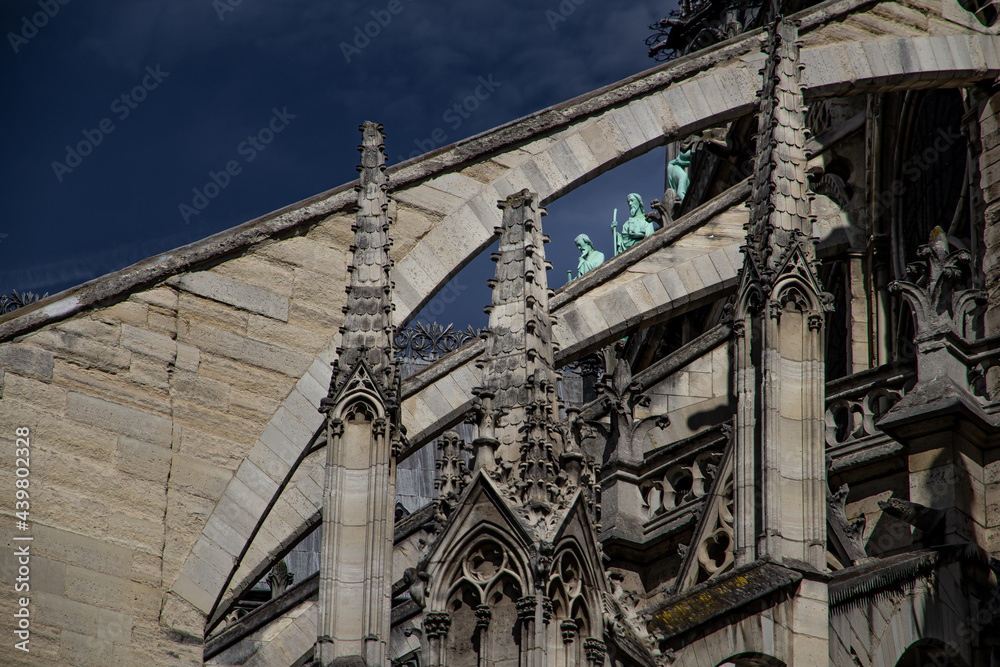 Slow travel in Paris - discovering the little things: Buttresses and pinnacles on the apsis of a gothic cathedral