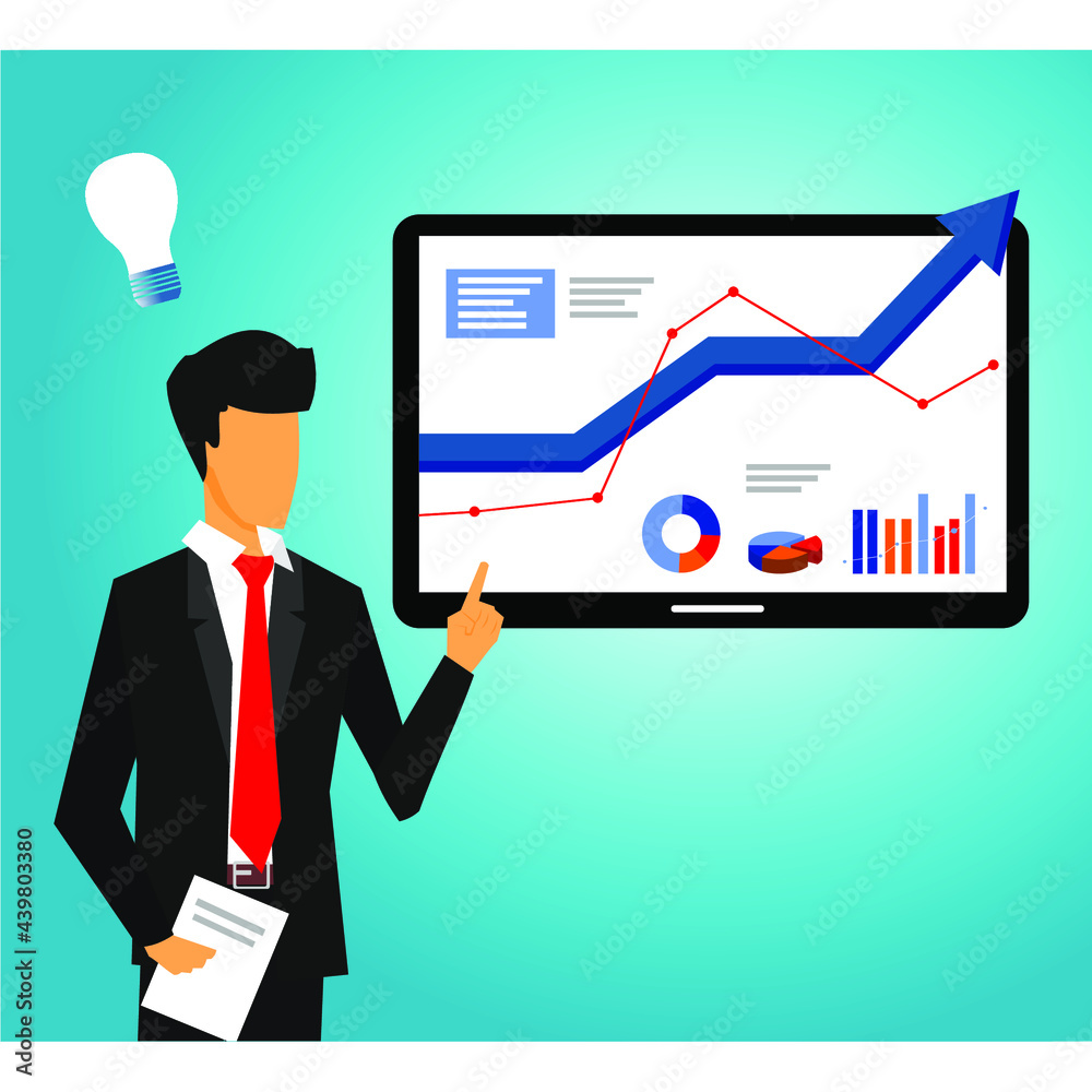 a male businessman explaining graphics on a computer screen a male businessman explaining graphics on a computer screen