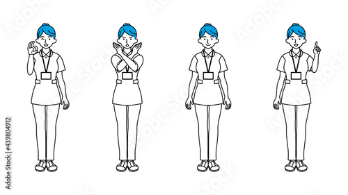 看護師　全身　4パターン　バリエーション