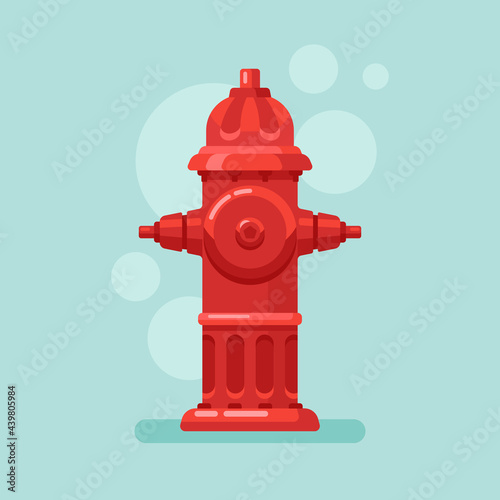 Red fire hydrant in flat style. Vector illustration.