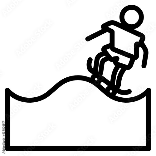 Man is skating on the ramp icon