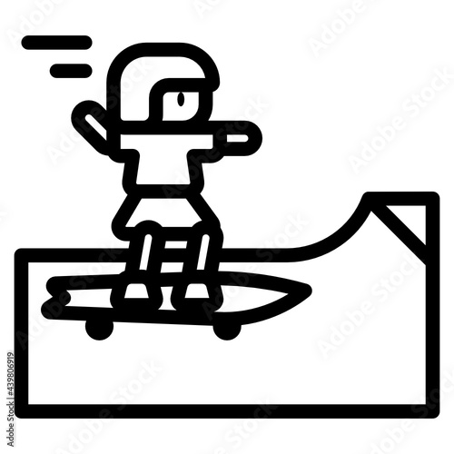 Girl is surfskating on the ramp icon