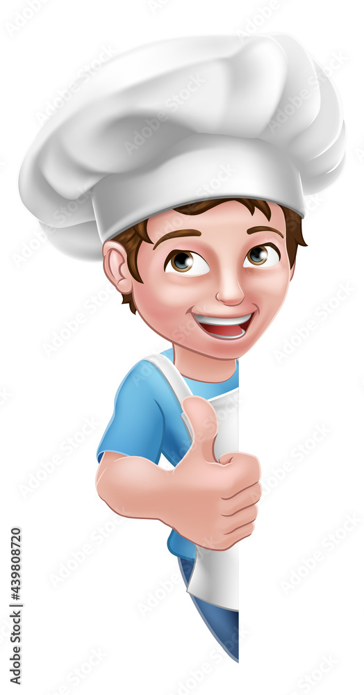 Kid Cartoon Boy Chef Cook Baker Child Sign Kid Cartoon Boy Chef Cook Baker Child Sign