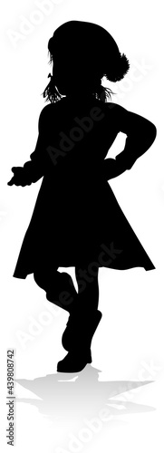 Silhouette Kid Child In Winter Christmas Clothing