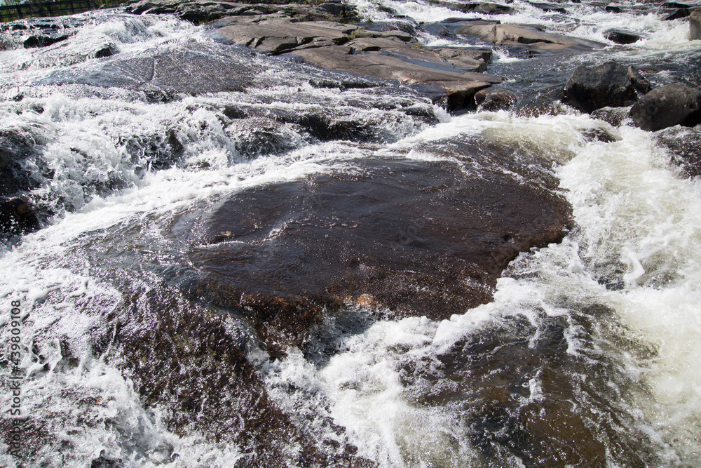 Water flow in a river on a mountain rocks. 