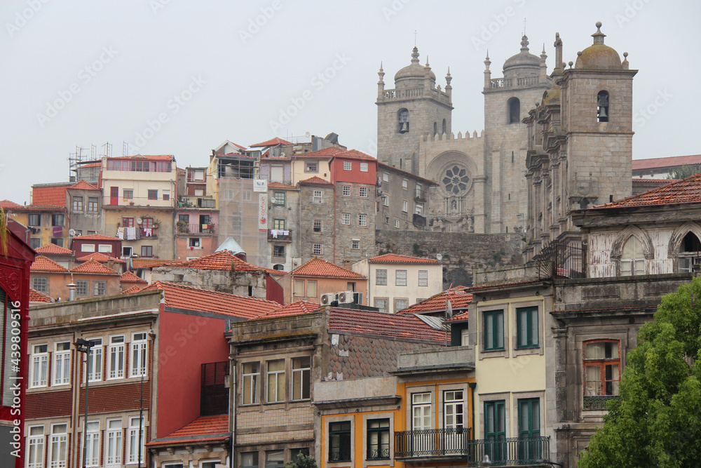 houses and cathedral in porto (portugal)