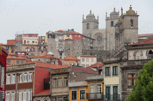 houses and cathedral in porto (portugal)