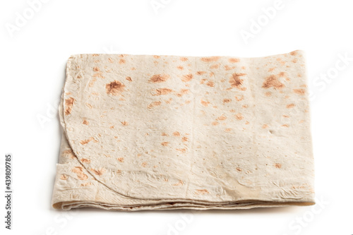 Thin pita bread isolated on white
