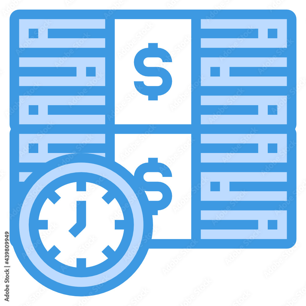 Time is money blue outline icon