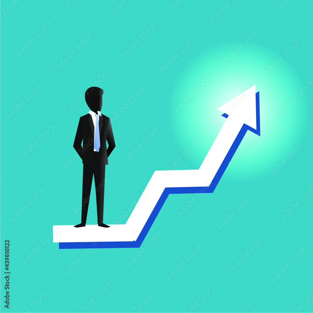 improvement chart arrow drawing and business man improvement chart arrow drawing and business man