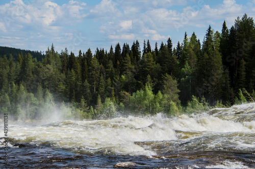 High current river in the forest.