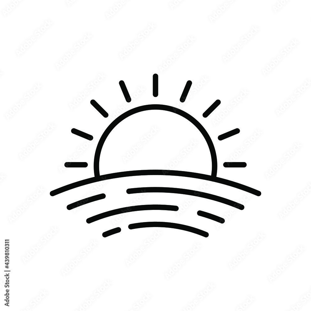 Sunset icon. Sun line icon. Vector illustration. Sunrise vector icon. Black linear icon Sunset icon. Sun line icon. Vector illustration. Sunrise vector icon. Black linear icon