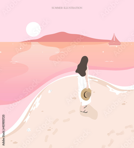 Summer welcome slim background illustration 