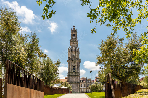 Clerigos tower in historic city center of Porto, Portugal photo