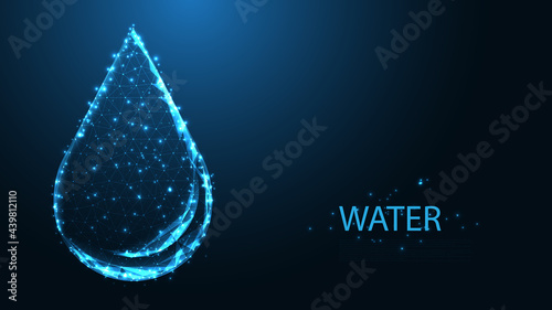 Waterdrop line connection. Low poly wireframe design. Abstract geometric background. vector illustration.